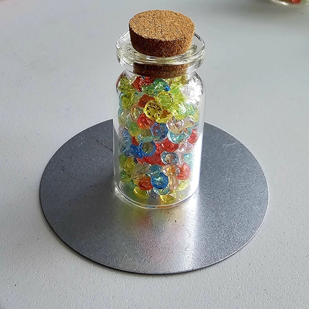Mini Cork-Topped Glass Vial Filled with Acrylic Diamonds
